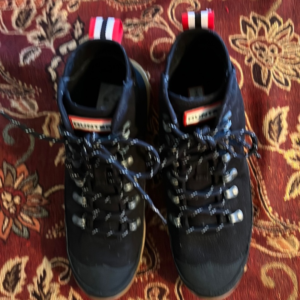 NWOT HUNTER Black Canvas Desert Commando Boots Size 7